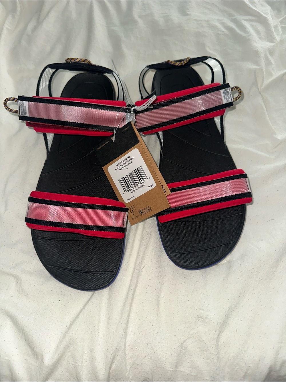 The North Face mens Black Sandals with Pink Straps